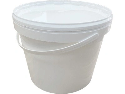 Ведро 10,7л круглое, с пластиковой ручкой, с белой крышкой, код: 36791