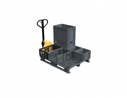 Легкий перфорированный пластиковый поддон 1200х1000 на двух полозьях