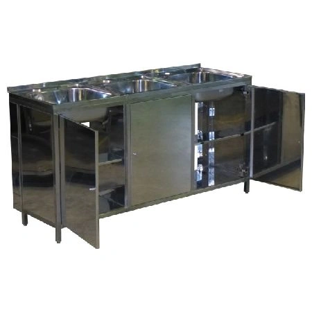 Тумба МK-3 НД с 3-чашечной мойкой 1500x500x835 мм Темно-серый