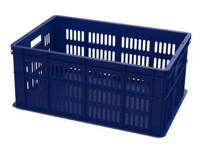 Ящик универсальный пищевой 600х400х250, перфорированный со сплошным дном 