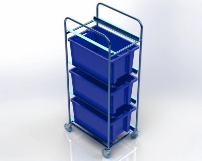 Тележка платформенная трехъярусная, 4 колеса 160 мм, усиленная