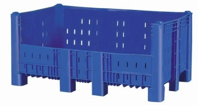 Большой пластиковый контейнер Модель 1600, 1600х1050х715 мм перфорированный с п/боковиной