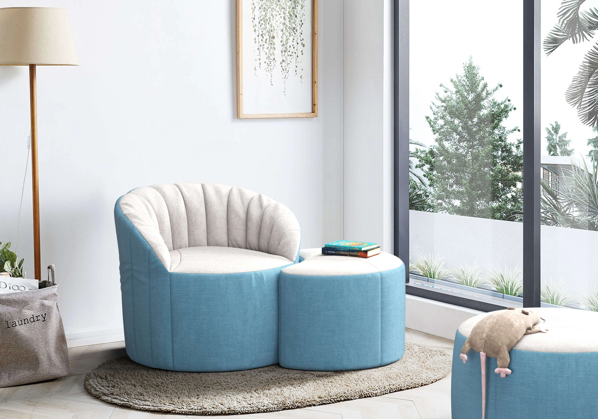 Бескаркасное кресло Шелл Ламбре велюр