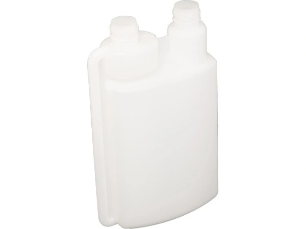 Бутыль п/э 1л прямоугольная с пробками, с 2-я горловинами с встроенным дозатором, код: 34673