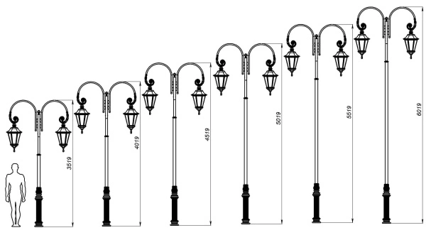 Фонарный столб А-11-2 со светильниками 5,519 м