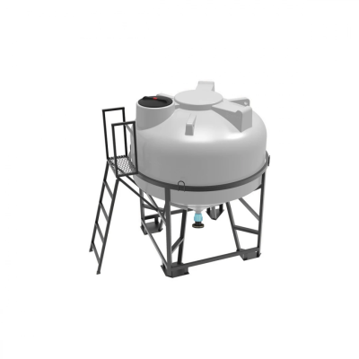 Емкость ЦКТ 3000 л с патрубком 160мм с фланцем под плотность до 1,2 г/см³ белая в обрешетке с лестницей