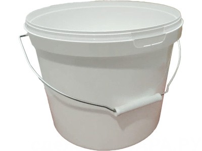 Ведро 11,3л круглое, с металлической ручкой, с белой крышкой, код: 36289