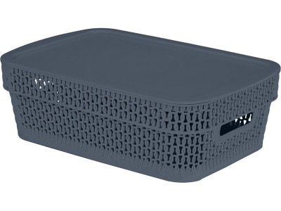 Корзина 281х185х89 3л. с крышкой, стенки перф, дно сплошное, код: 36140
