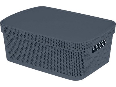 Корзина 380х270х143 11л. с крышкой, стенки перф, дно сплошное, код: 36139