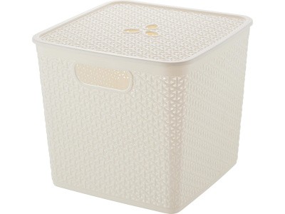 Корзина 310х310х280 21л. для хранения, с крышкой, стенки перф, код: 36160