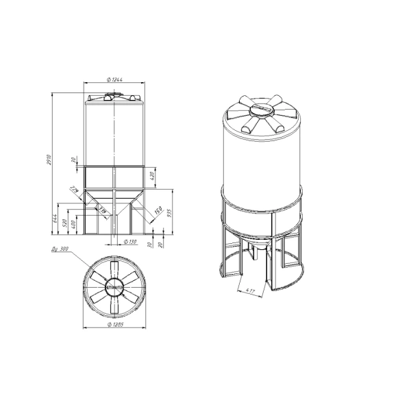 Емкость ФМ 2000 л под плотность до 1,2 г/см³ белая в обрешетке