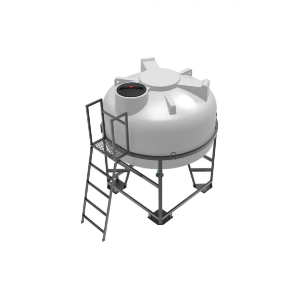 Емкость ЦКТ 3000 л с патрубком 160мм с фланцем белая в обрешетке с лестницей